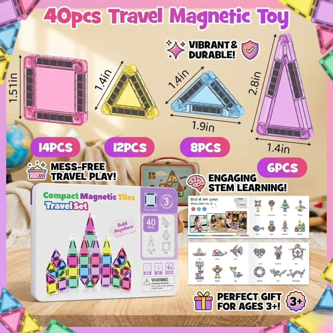 Mini Magnetic Building Blocks, 40 Pieces