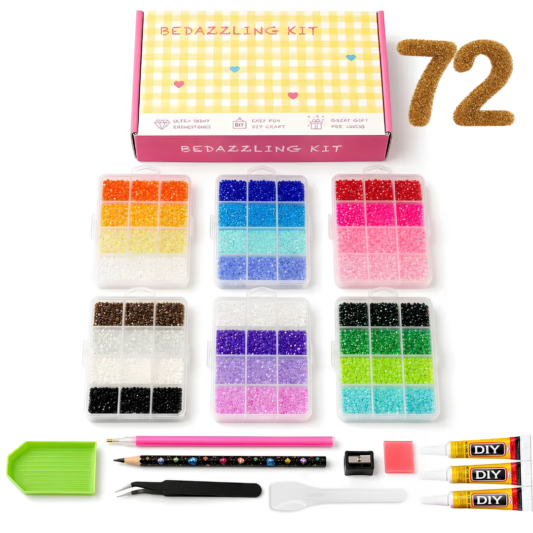 Glitter Rhinestone Bedazzling Kit - 3mm Round Resin Jelly Rhinestones