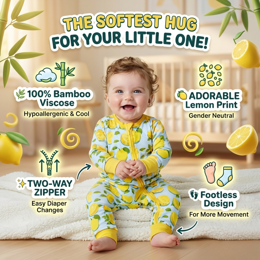 Bamboo Viscose Newborn Baby Pajamas Sleepers: Two-Way Zipper Romper