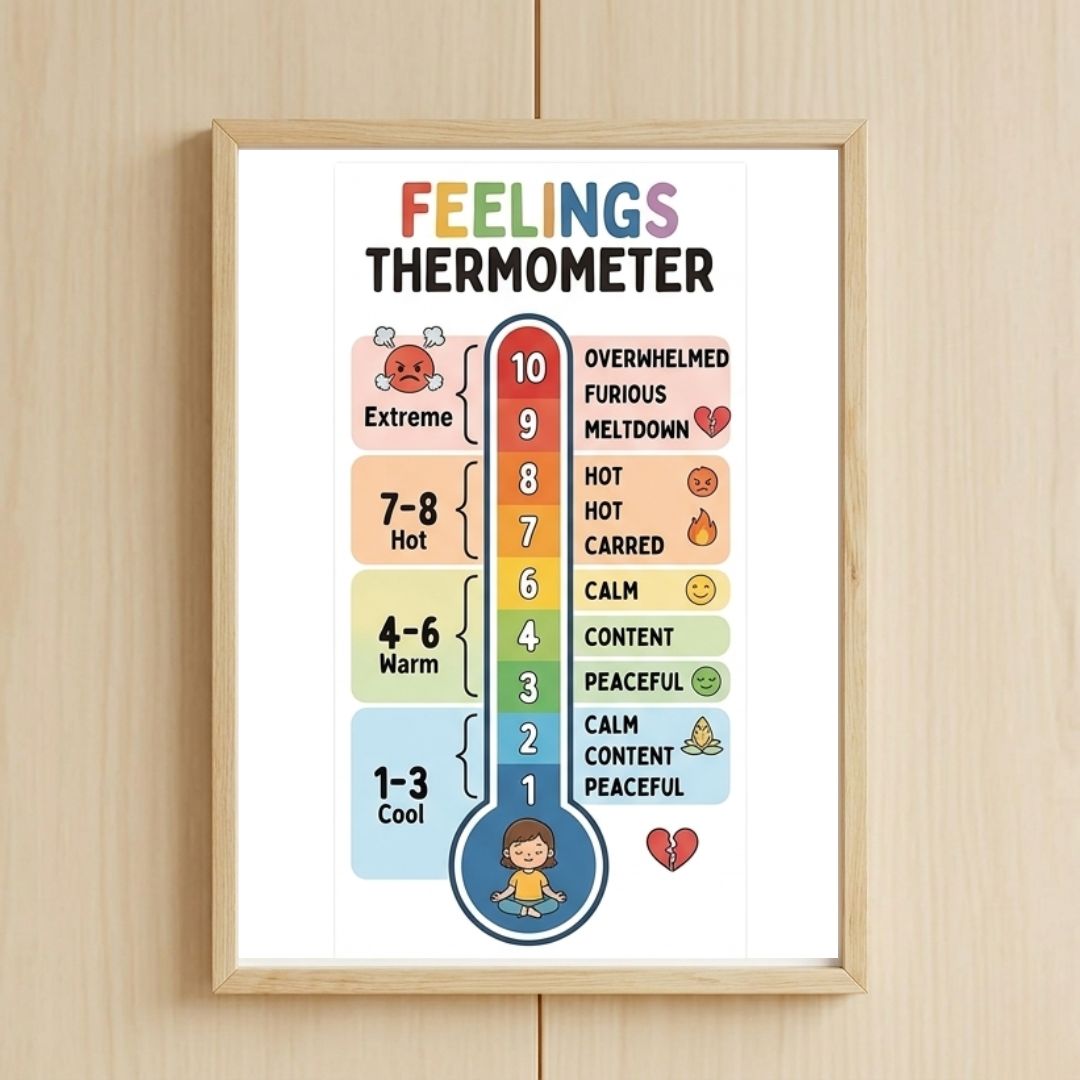 12pcs Kids Calm Corner Poster Kit | Feelings Wheel & Emotions Chart for Classroom Decor