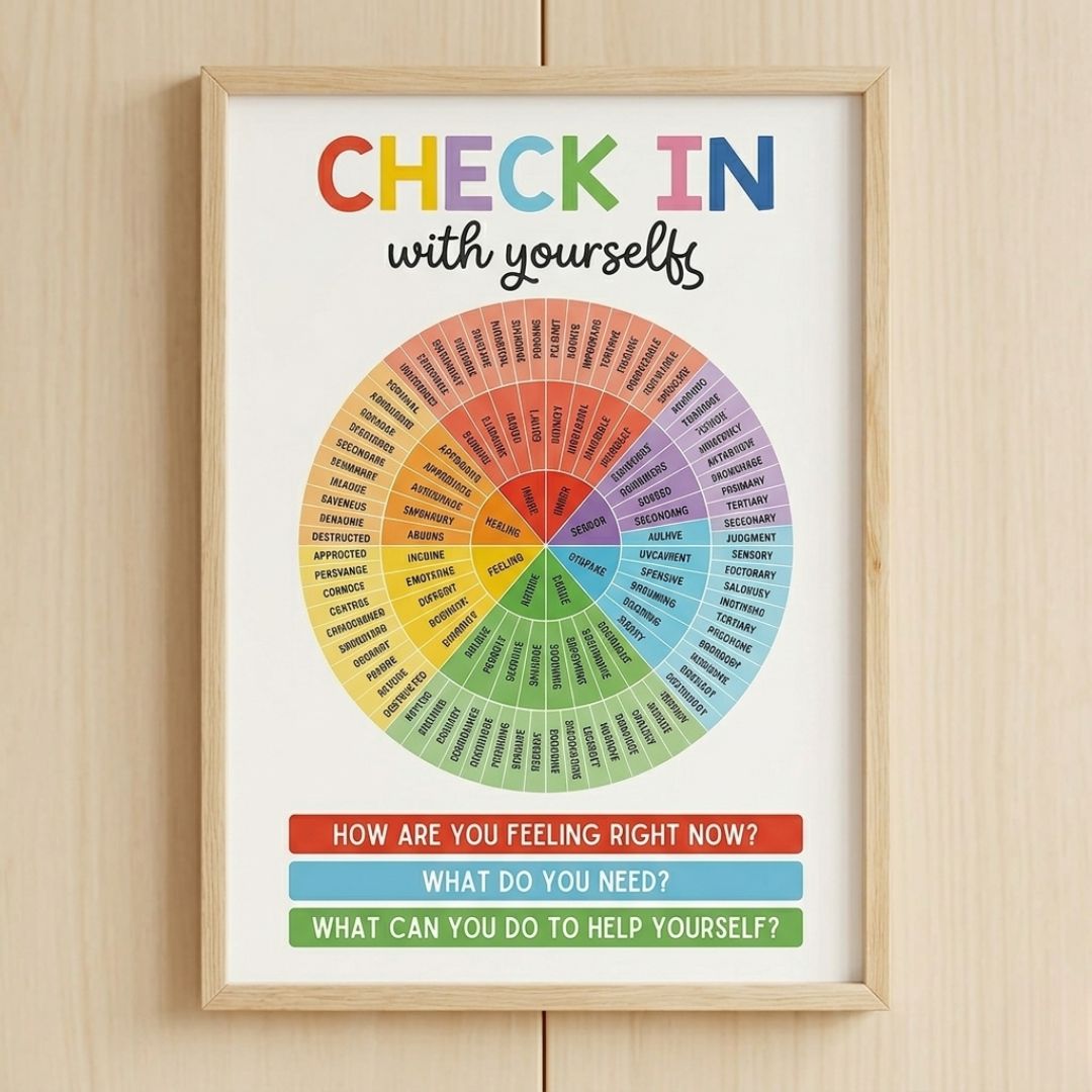 12pcs Kids Calm Corner Poster Kit | Feelings Wheel & Emotions Chart for Classroom Decor