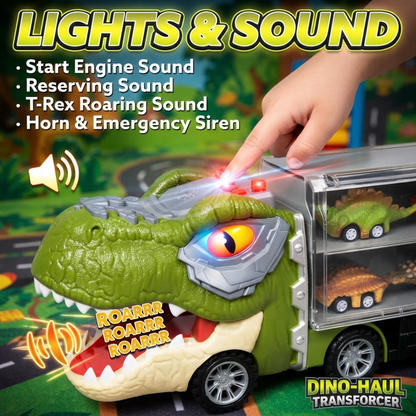 13 in 1 Dinosaur Transport Carrier Truck Set with 12 Pull Back Cars