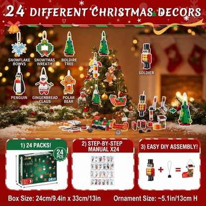 24 Days Christmas Countdown Ornaments Building Set
