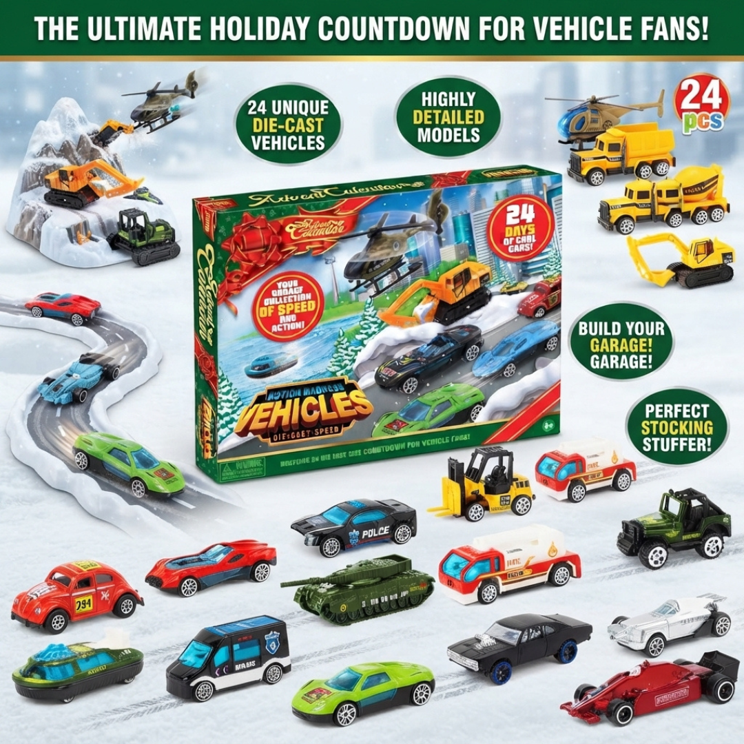 24 Days Countdown Advent Calendar Diecast Cars Set