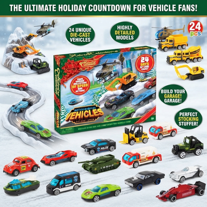 24 Days Countdown Advent Calendar Diecast Cars Set