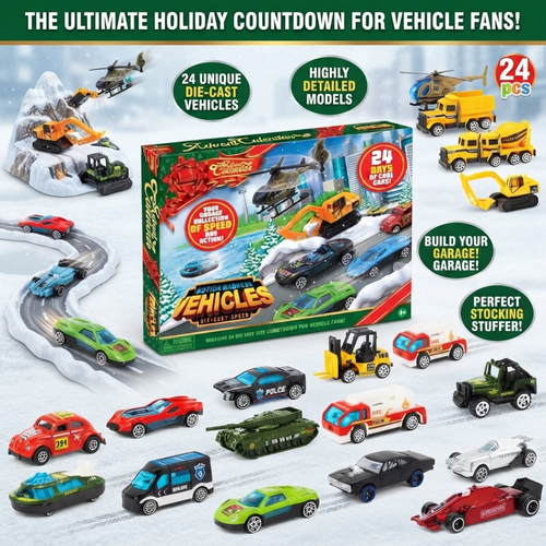 24 Days Countdown Advent Calendar Diecast Cars Set