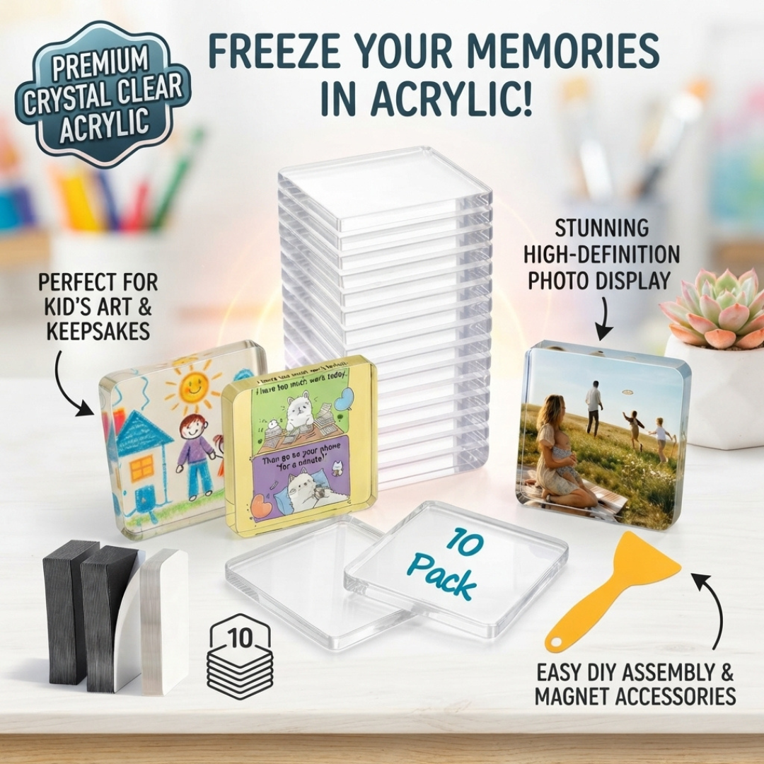 2"x2" 5mm Clear Acrylic Magnetic Picture Frames Set