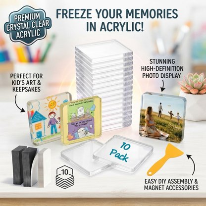 2"x2" 5mm Clear Acrylic Magnetic Picture Frames Set