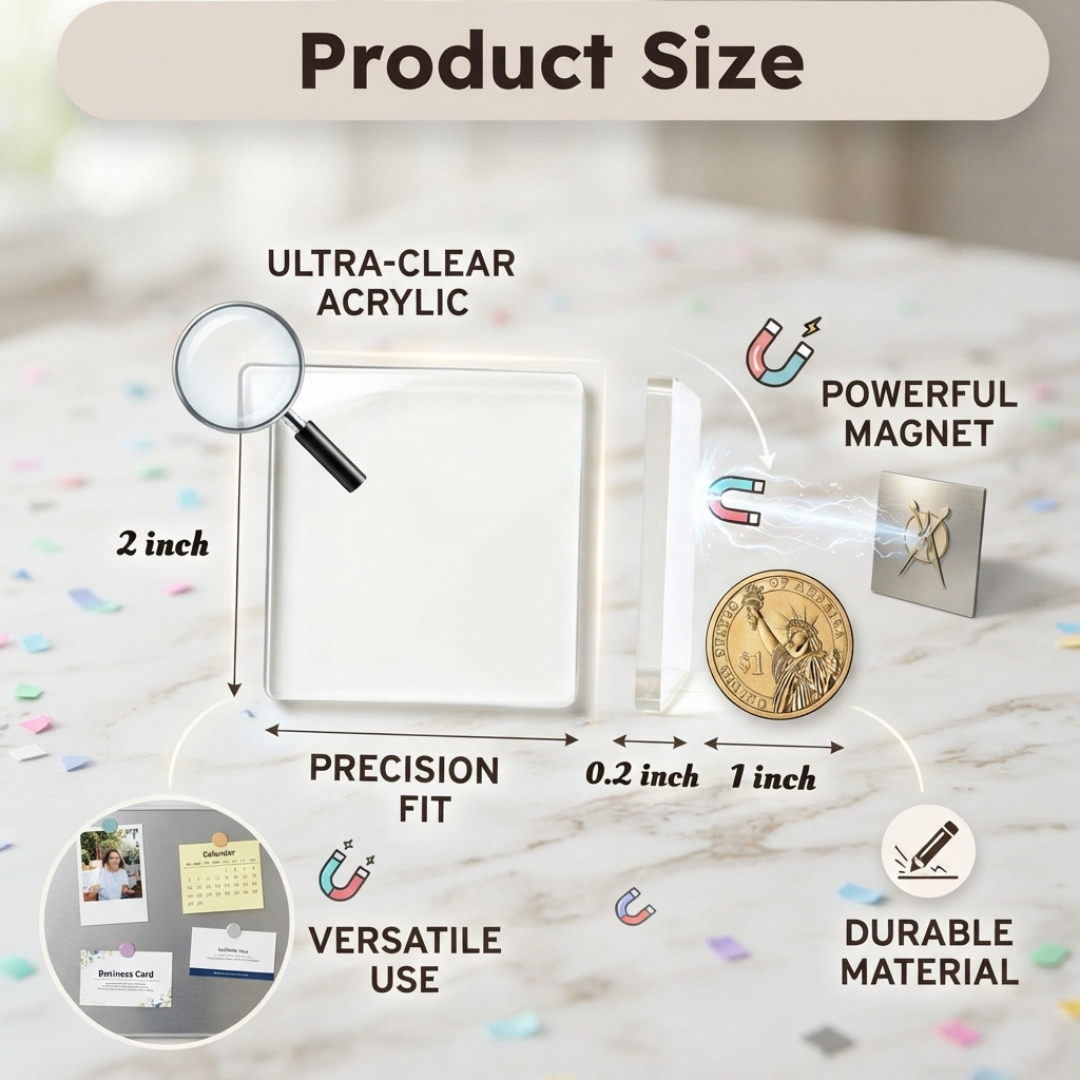 2"x2" 5mm Clear Acrylic Magnetic Picture Frames Set