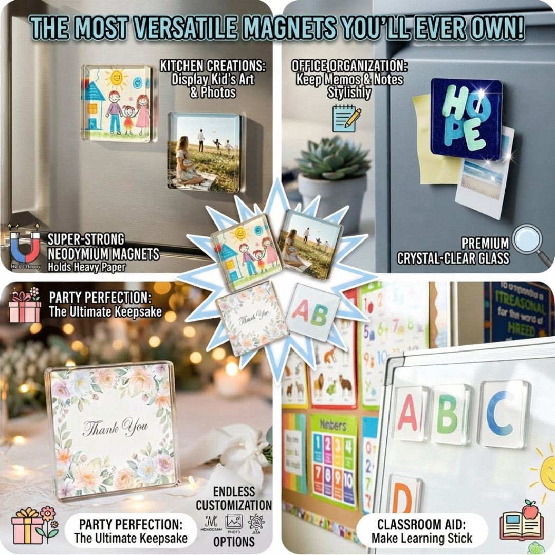 2"x2" 5mm Clear Acrylic Magnetic Picture Frames Set