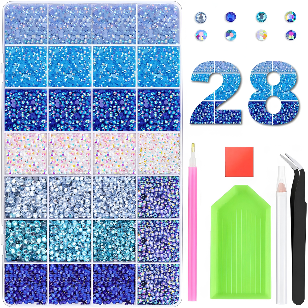 Glitter Rhinestone Bedazzling Kit -  3mm Round Resin Jelly Rhinestones