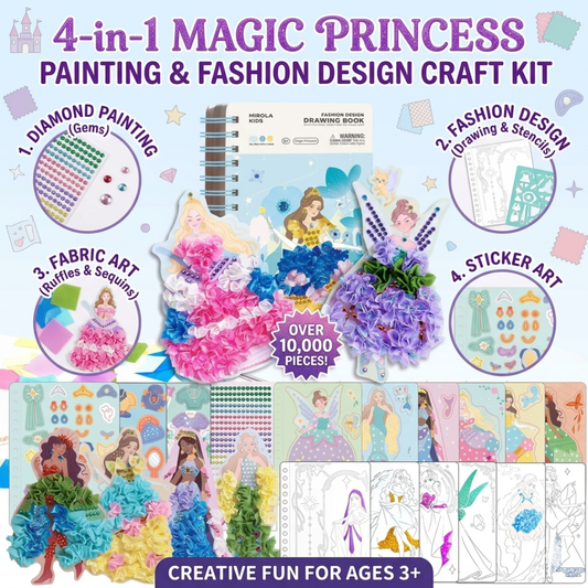 4-in-1 Magic Princess Diamond Painting & Fashion Design Craft Kit