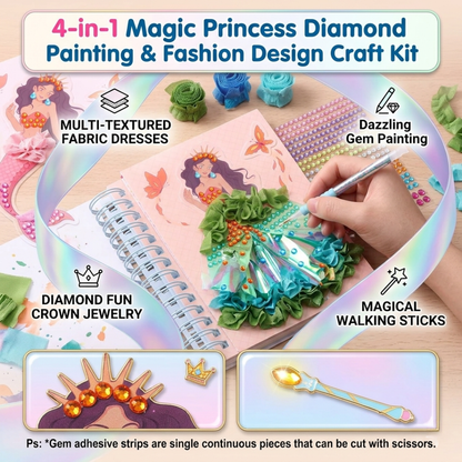 4-in-1 Magic Princess Diamond Painting & Fashion Design Craft Kit