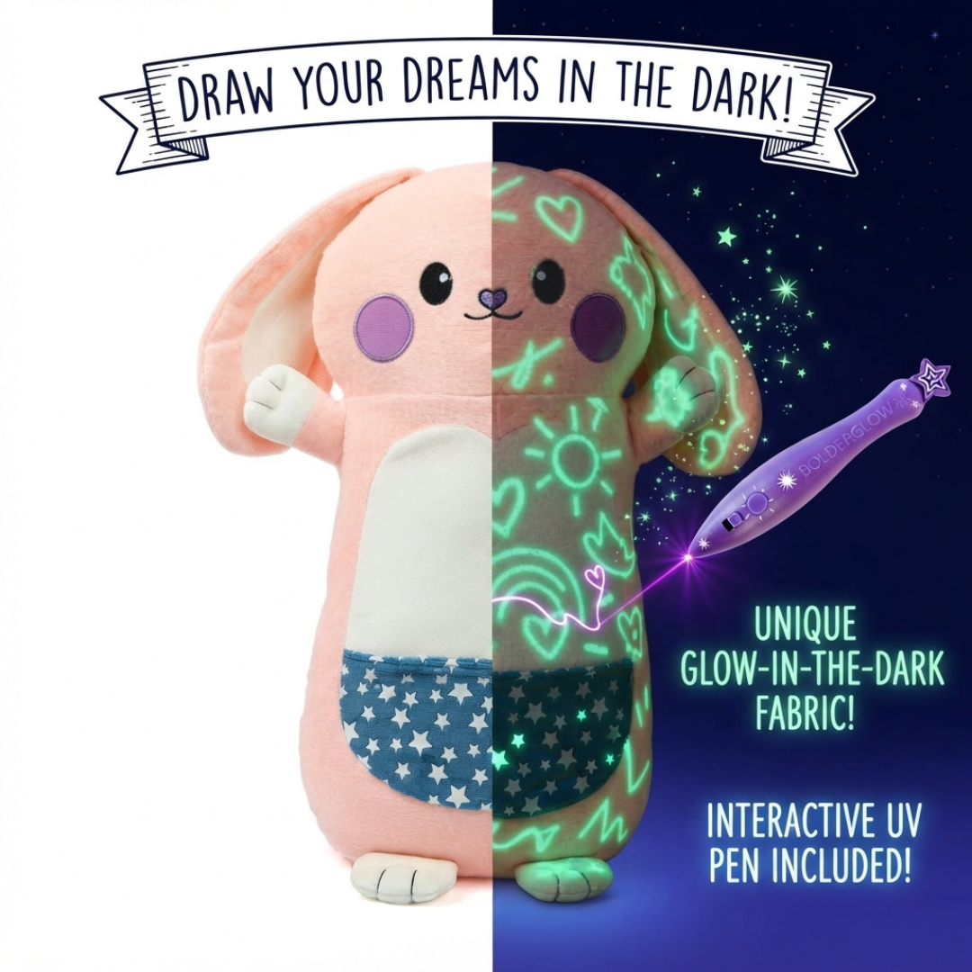 Large Glow-in-the-Dark Stuffed Animal with Bolderglow Light Pen