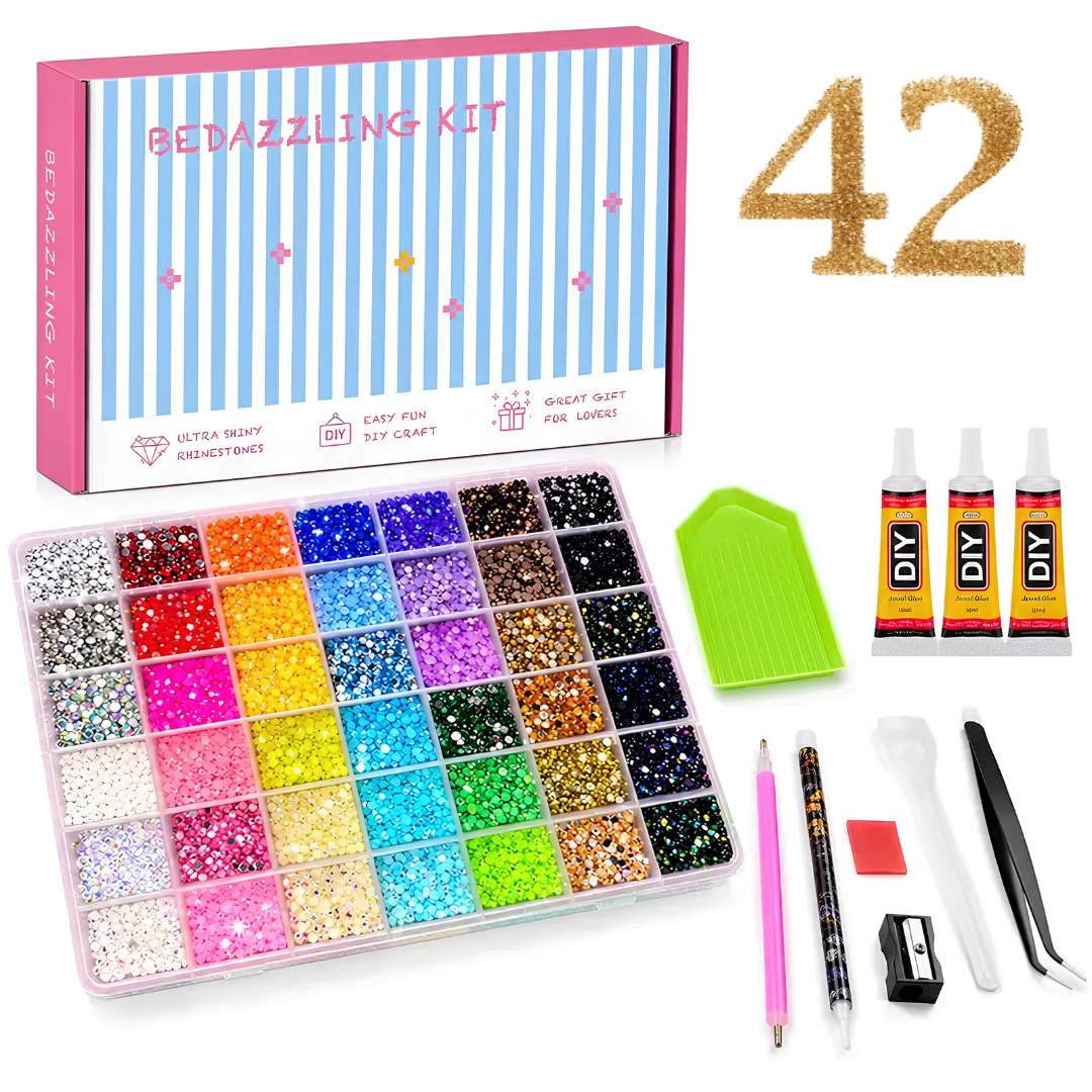 Glitter Rhinestone Bedazzling Kit -  3mm Round Resin Jelly Rhinestones