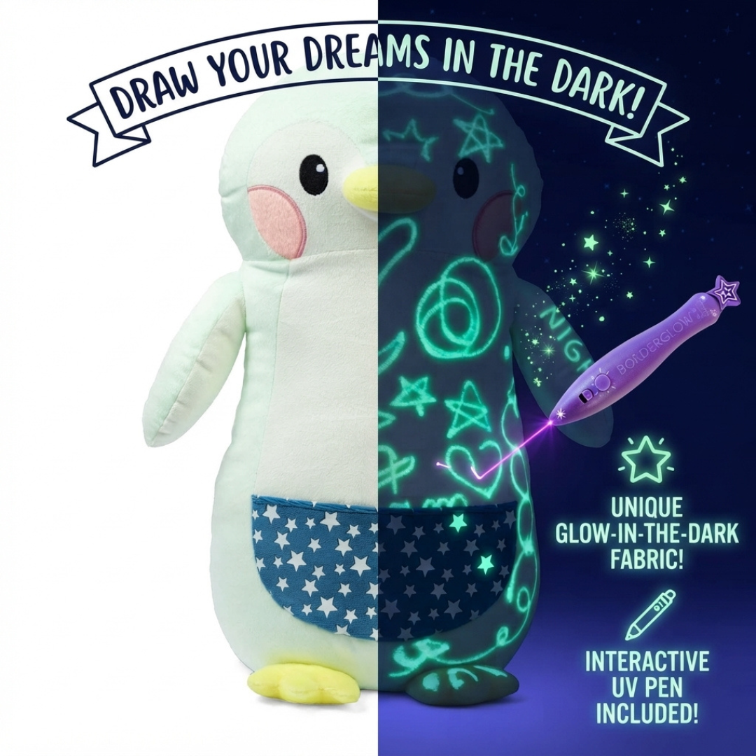 Large Glow-in-the-Dark Stuffed Animal with Bolderglow Light Pen