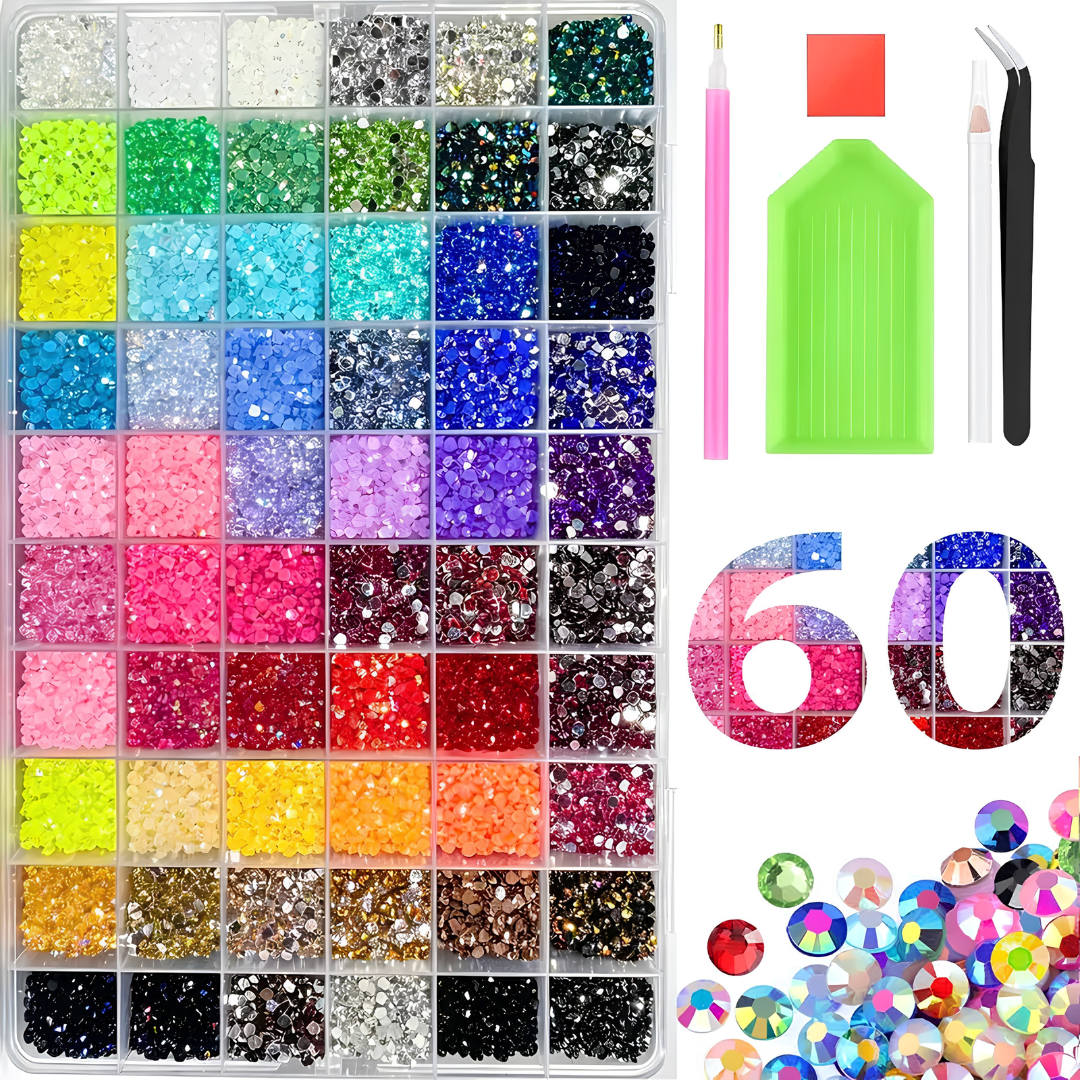 Glitter Rhinestone Bedazzling Kit -  3mm Round Resin Jelly Rhinestones