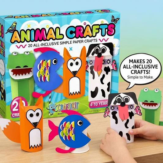 20-in-1 Animal Paper Crafts Kit for Kids – Complete All-Inclusive