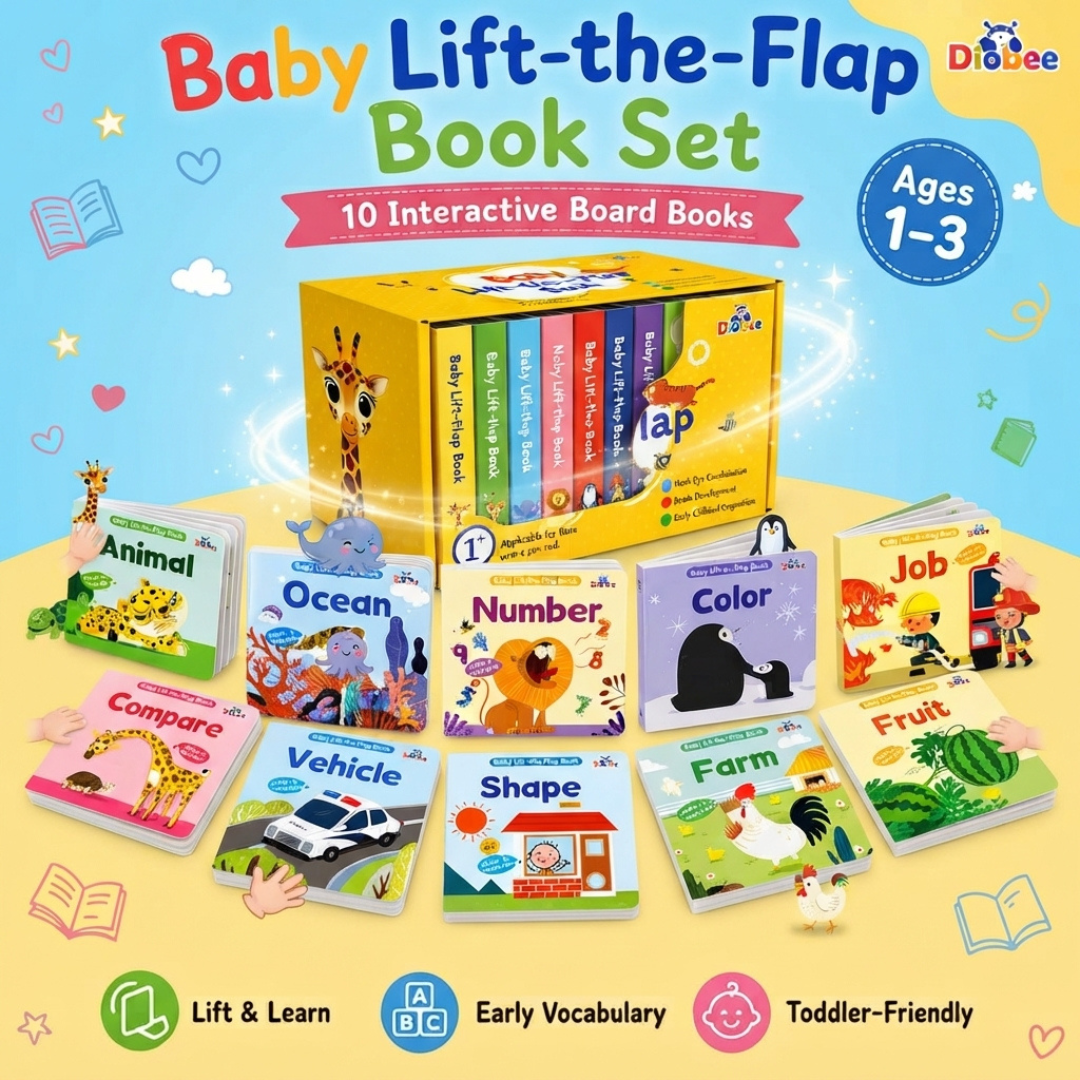 Baby Lift the Flap Book Set-10 Interactive Book Boards