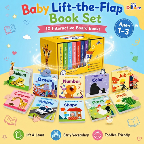 Baby Lift the Flap Book Set-10 Interactive Book Boards