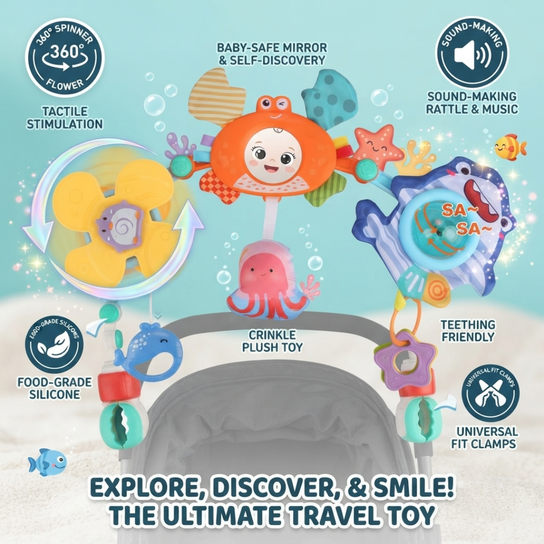 Baby Stroller Hanging Arch Activity Toy – Ocean Adventures Collection