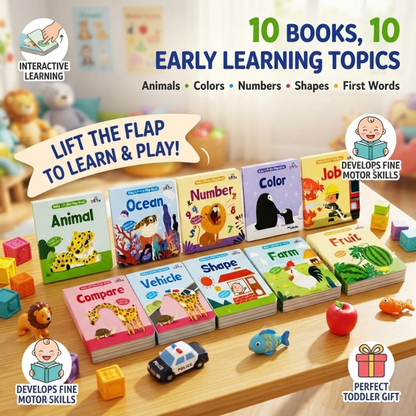 Baby Lift the Flap Book Set-10 Interactive Book Boards