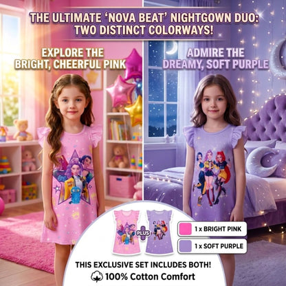 Nova Beat Girls' Ruffle-Sleeve Nightgown Set-2pc