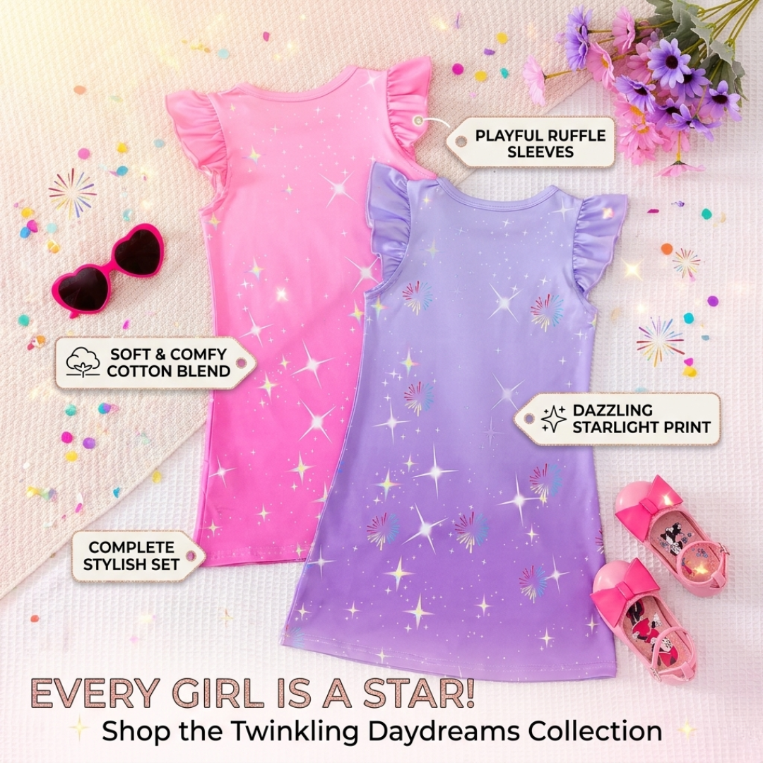 Nova Beat Girls' Ruffle-Sleeve Nightgown Set-2pc