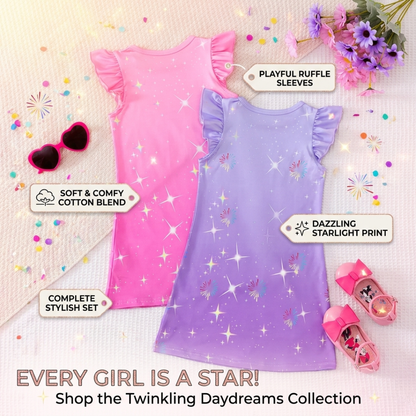 Nova Beat Girls' Ruffle-Sleeve Nightgown Set-2pc