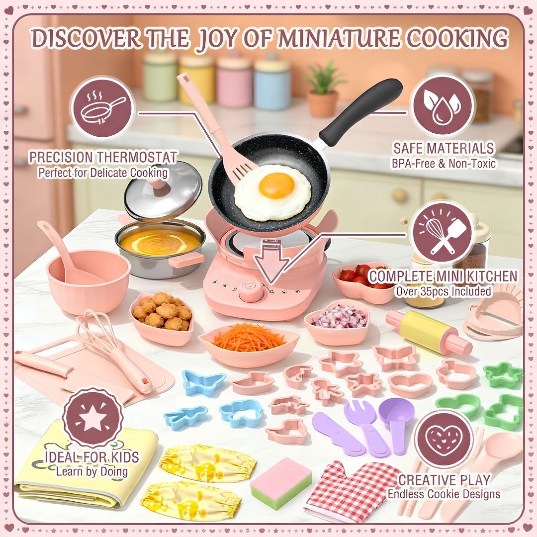 Kids Real Cooking Set with Mini Electric Stove (45 PCS)