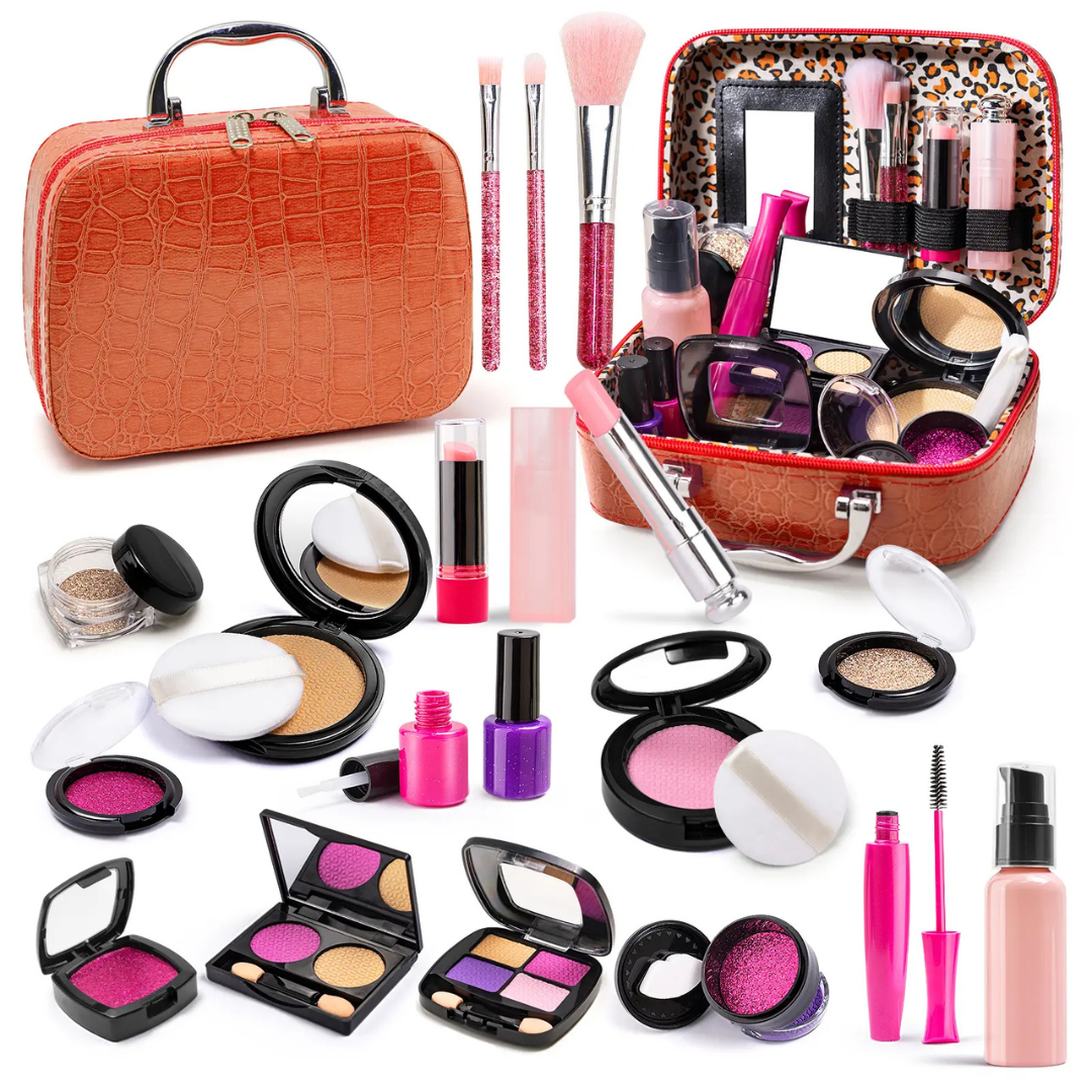 Simulated Makeup Kit for Girls- Includes Cosmetic Bag