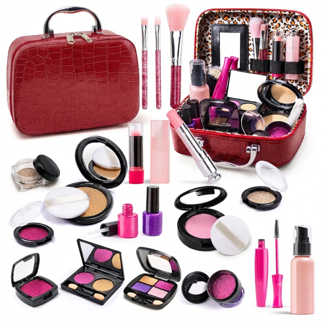 Simulated Makeup Kit for Girls- Includes Cosmetic Bag