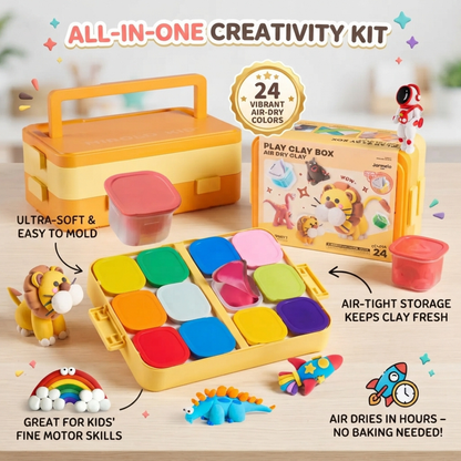 Soft & Moldable Air Dry Clay Kit for Kids With Storage Box