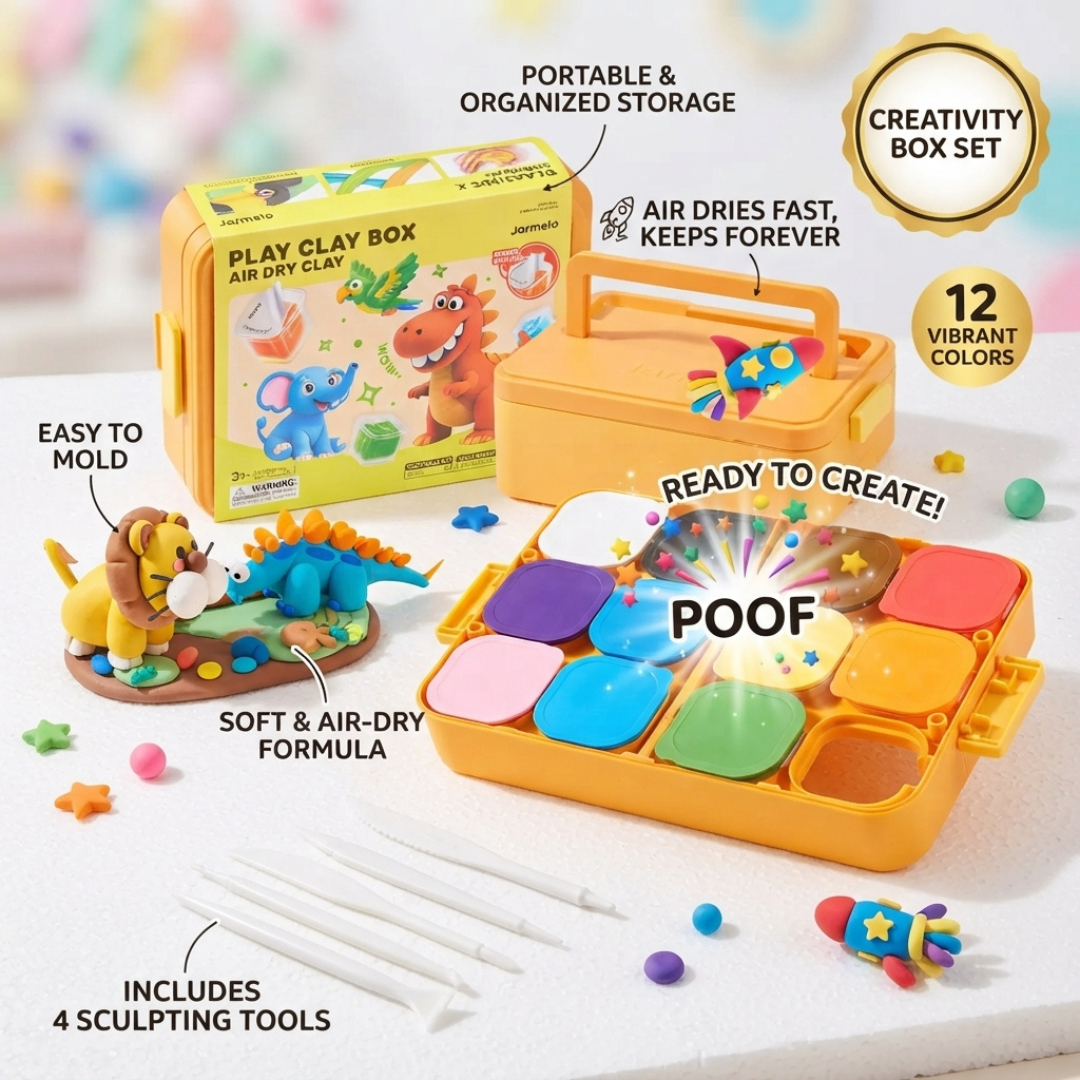 Soft & Moldable Air Dry Clay Kit for Kids With Storage Box