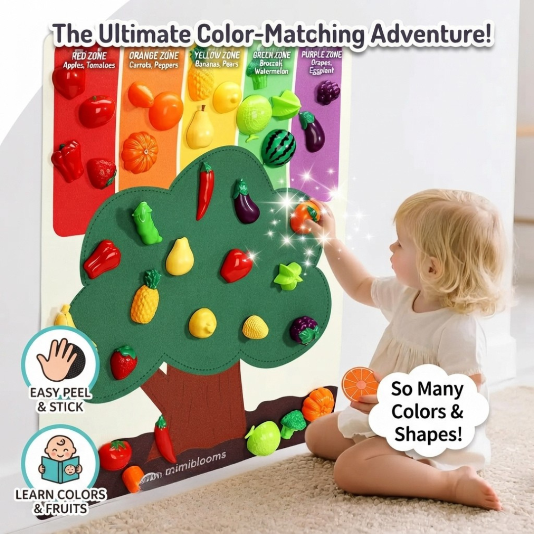 Toy Kitchen Food Playset with Cutting Fruits & Felt Tree Mat