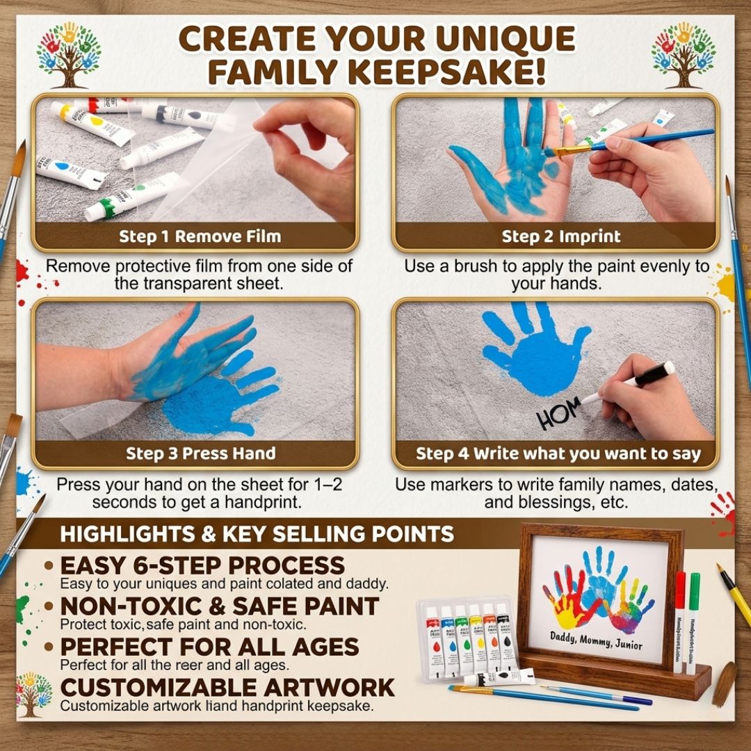 Wooden Transparent Handprint Frame Set