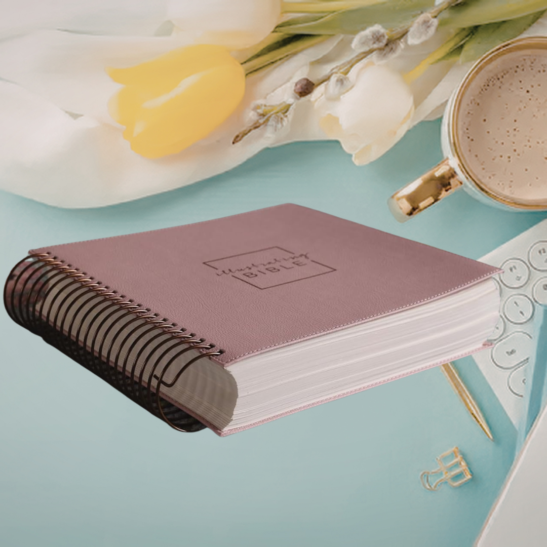 Illustrating Bible - Faux Leather, Rose Gold Spiral Bound
