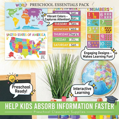 16-Colorful Preschool Educational Posters For Preschool and Kindergarten