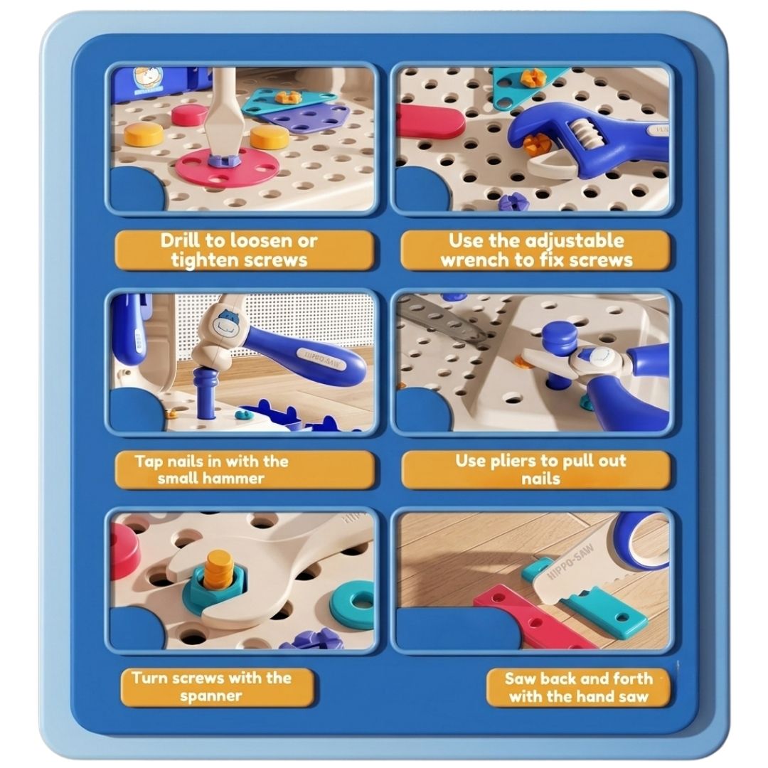 Hippo All-in-one Tool Hub DI Montessori Tool Box Set